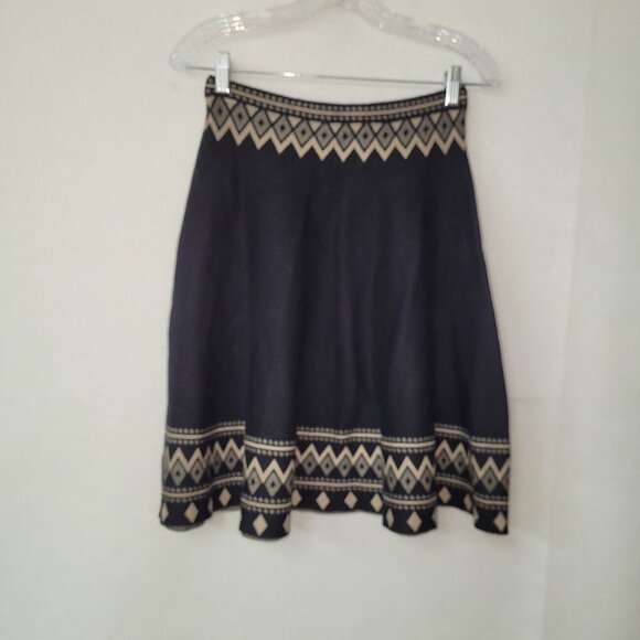 Sioni Skirt Womens S Black Tan Diamond Knit Circle Skater Sweater Knit Short - Picture 1 of 10